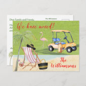 引っ越しましたビーチバジェットパームツリーズゴルフムーブ 案内ポストカード (正面/裏面)