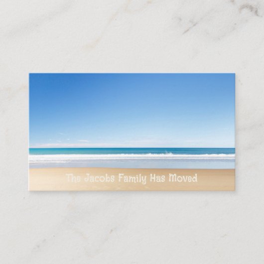 引っ越しましたビーチホーム新しいアドレス沿岸の写真 名刺 (正面)