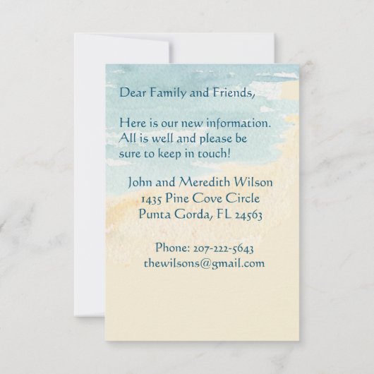 引っ越しましたビーチ海パームズバジェットムービング 案内状 (裏面)