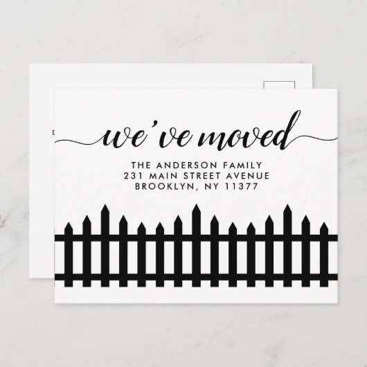 引っ越しましたピケットフェンス住所移動の変更 案内ポストカード (正面/裏面)