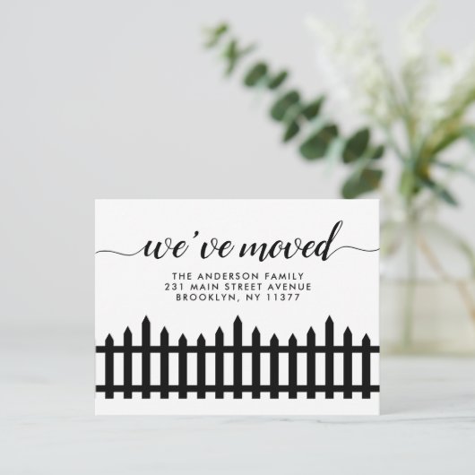 引っ越しましたピケットフェンス住所移動の変更 案内ポストカード (スタンド正面)