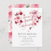 引っ越しましたピンクのフローラ移動のお知らせ 招待状 (正面/裏面)