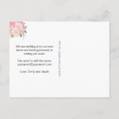 引っ越しましたピンクウォーター色フローラ新しいアドレス 案内ポストカード (裏面)