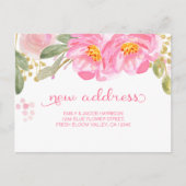 引っ越しましたピンクウォーター色フローラ新しいアドレス 案内ポストカード (正面)