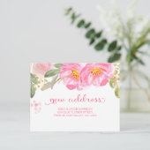 引っ越しましたピンクウォーター色フローラ新しいアドレス 案内ポストカード (スタンド正面)