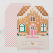 引っ越しましたピンクジンジャーブレッド引っ越し祝いパーティー 招待状 (正面/裏面)