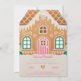 引っ越しましたピンクジンジャーブレッド引っ越し祝いパーティー 招待状