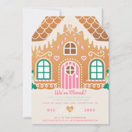 引っ越しましたピンクジンジャーブレッド引っ越し祝いパーティー 招待状