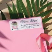 引っ越しましたピンクレトロ車クリスマスツリーの荷物 ラベル