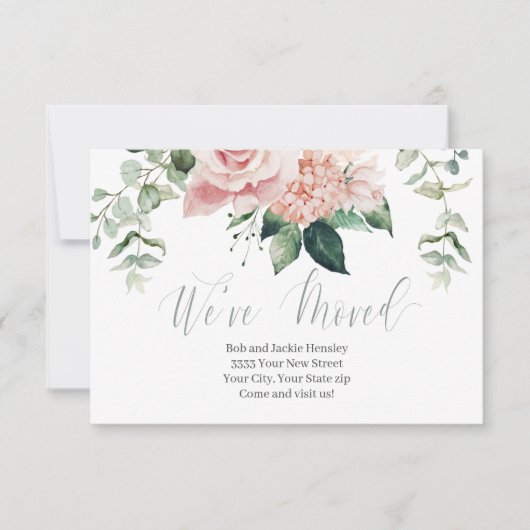 引っ越しましたピンク緑のフローラスクリプトの発表 (正面)