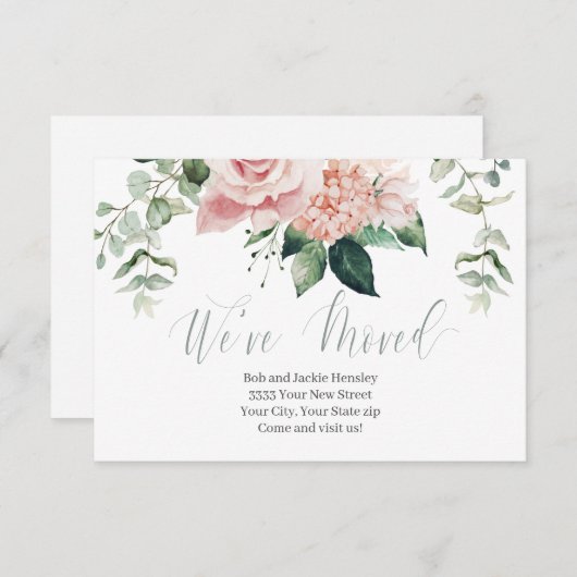 引っ越しましたピンク緑のフローラスクリプトの発表 (正面/裏面)