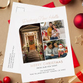 引っ越しましたファミリークリスマス移動バラ金ゴールド 箔シーズンポストカード