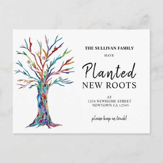 引っ越しましたファミリーツリーの発表葉書 案内ポストカード (正面)