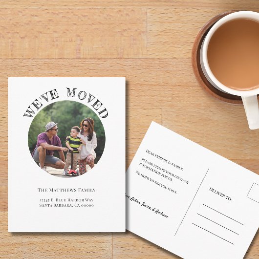 引っ越しましたファミリ写真の新しい住所はがき ポストカード