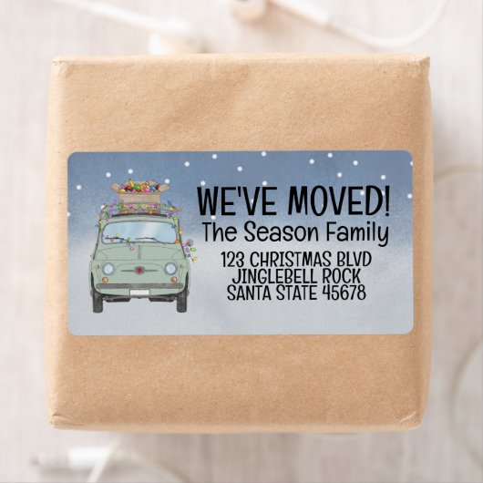 引っ越しましたフィアット500クリスマストリングライト ラベル (インサイチュ)