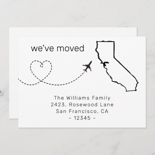 引っ越しましたフライトのカリフォルニア州の移動発表 (正面/裏面)