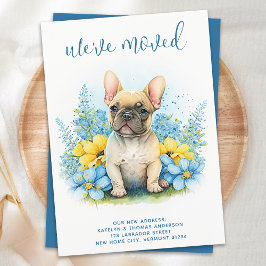 引っ越しましたフランスのブルドッグ子犬の移動 案内状