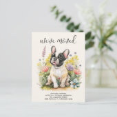 引っ越しましたフランスのブルドッグ子犬フローラ犬の移動 案内ポストカード (スタンド正面)