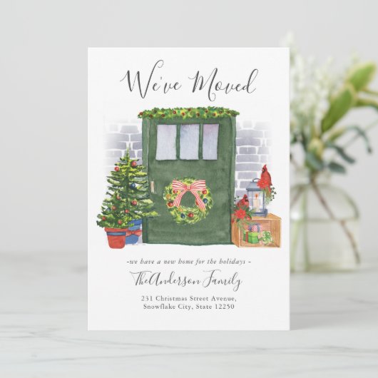 引っ越しましたフロントドアクリスマスホリデームービング 案内状 (スタンド正面)
