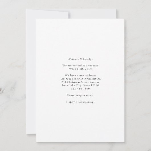 引っ越しましたフロントドアクリスマスホリデームービング 案内状 (裏面)