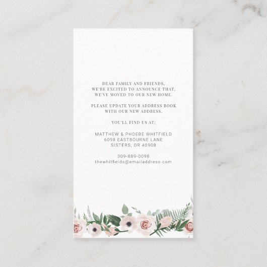 引っ越しましたフローラの新しいアドレスの移動のお知らせ 名刺 (裏面)