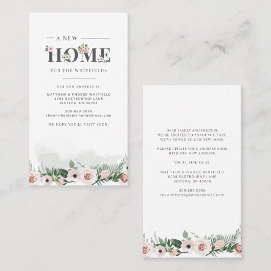 引っ越しましたフローラの新しいアドレスの移動のお知らせ 名刺 (正面/裏面)