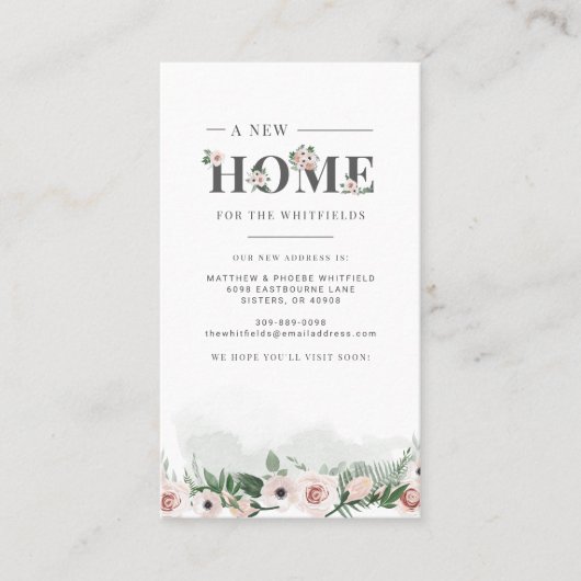 引っ越しましたフローラの新しいアドレスの移動のお知らせ 名刺 (正面)