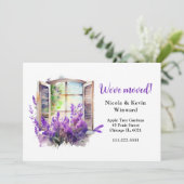 引っ越しましたフローラパープルラベンダーウィンドウ 案内状 (スタンド正面)