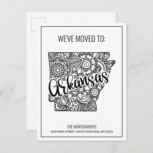引っ越しましたフローラマンダラアーカンソー州ニューホーム 案内ポストカード (正面/裏面)