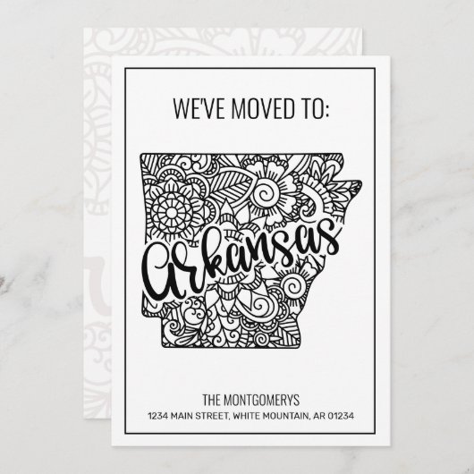 引っ越しましたフローラマンダラアーカンソー州ニューホーム 案内状 (正面/裏面)