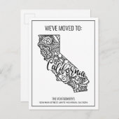 引っ越しましたフローラマンダラカリフォルニア州 案内ポストカード (正面/裏面)