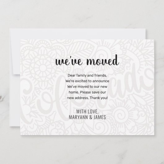 引っ越しましたフローラマンダラコロラド州ホーム 案内状 (裏面)