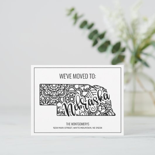 引っ越しましたフローラマンダラネブラスカ州 案内ポストカード (スタンド正面)