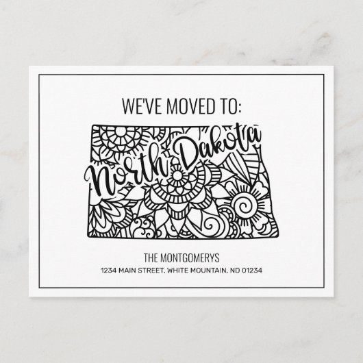 引っ越しましたフローラマンダラノースダコタ州 案内ポストカード (正面)