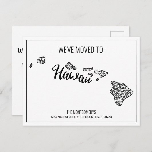 引っ越しましたフローラマンダラハワイ州 案内ポストカード (正面/裏面)