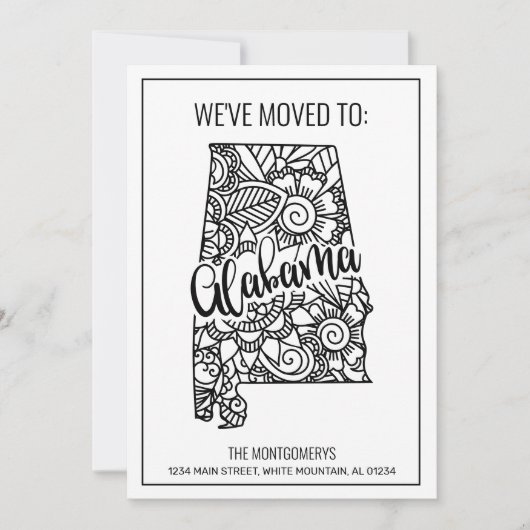 引っ越しましたフローラマンダラバマ州ニューホーム 案内状 (正面)