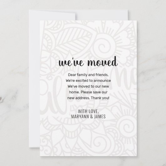 引っ越しましたフローラマンダラバマ州ニューホーム 案内状 (裏面)