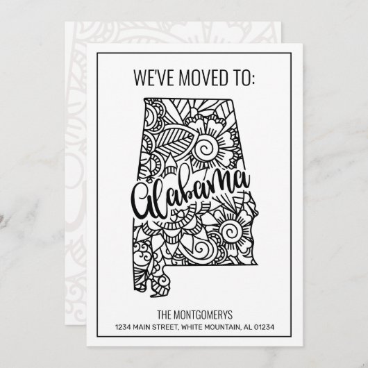 引っ越しましたフローラマンダラバマ州ニューホーム 案内状 (正面/裏面)