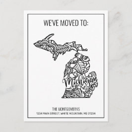 引っ越しましたフローラマンダラミシガン州 案内ポストカード