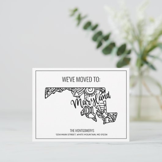 引っ越しましたフローラマンダラメリーランド州 案内ポストカード (スタンド正面)