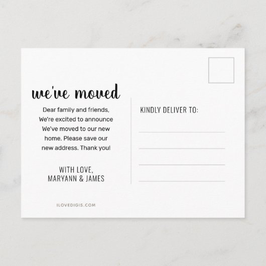 引っ越しましたフローラマンダラルイジアナ州 案内ポストカード (裏面)