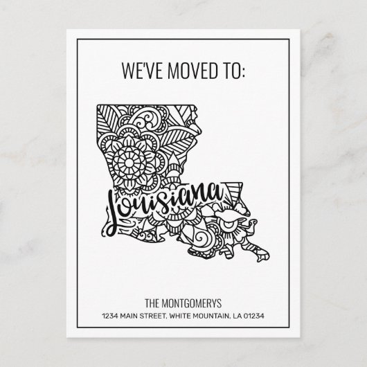 引っ越しましたフローラマンダラルイジアナ州 案内ポストカード (正面)