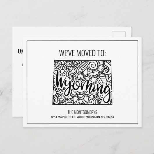 引っ越しましたフローラマンダラワイオミング州 案内ポストカード (正面/裏面)