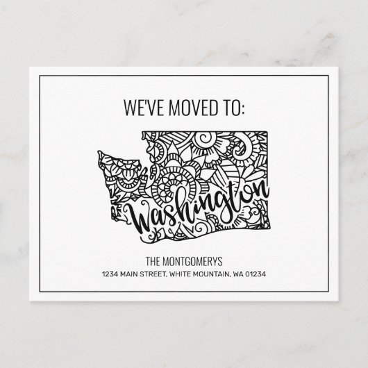 引っ越しましたフローラマンダラワシントン州 案内ポストカード (正面)