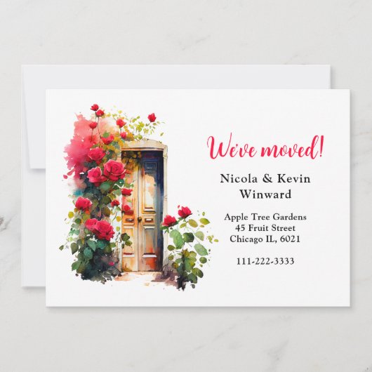 引っ越しましたフローラレッドローゼズドア 案内状 (正面)