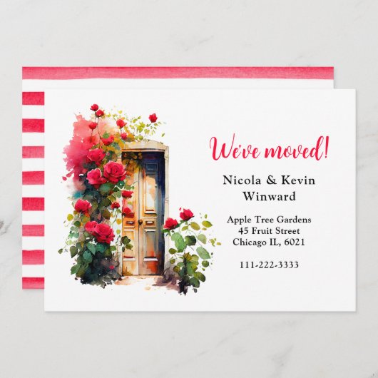 引っ越しましたフローラレッドローゼズドア 案内状 (正面/裏面)
