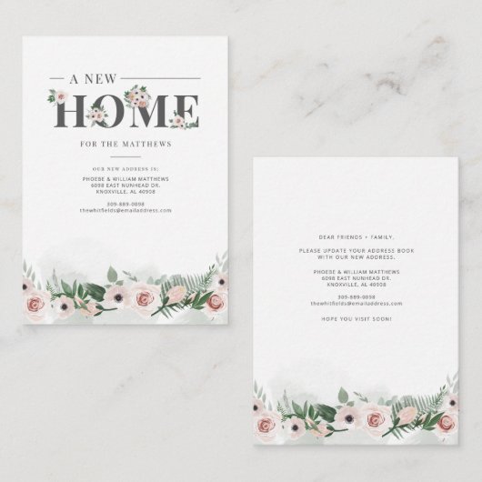 引っ越しましたフローラ移動の変更 ノートカード (正面/裏面)