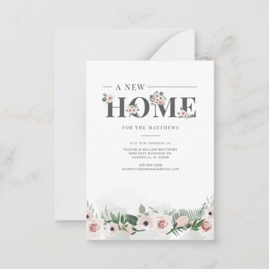 引っ越しましたフローラ移動の変更 ノートカード (正面)