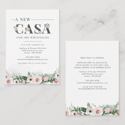 引っ越しましたフローラ素朴ニューカーサムービング ノートカード (正面/裏面)