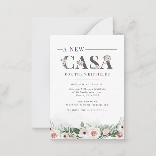 引っ越しましたフローラ素朴ニューカーサムービング ノートカード (正面)